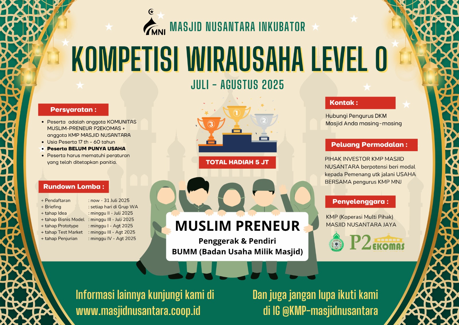 CIPTAKAN BISNIS IMPIANMU DI KOMPETISI WIRAUSAHA JAMAAH MASJID