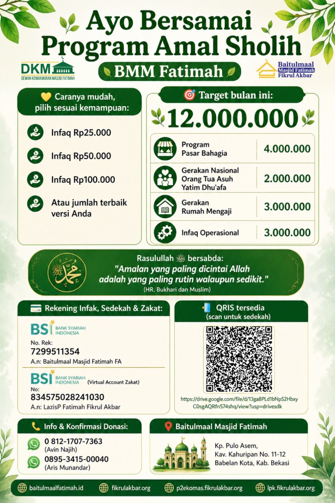 AYO BERSAMAI PROGRAM AMAL SHOLEH BAITULMAAL FATIMAH FIKRUL AKBAR